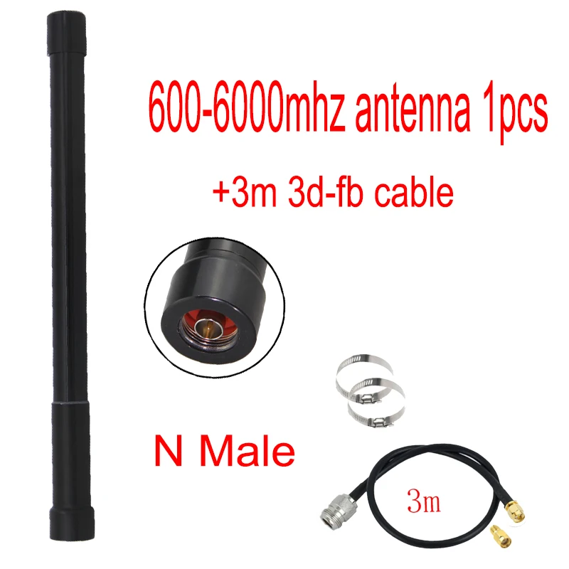 4G/5G 전방향 FRP 안테나, 600 - 6000 MHz, 방수 기능 및 60W 고출력, 옵션 SMA 인터페이스 케이블.
