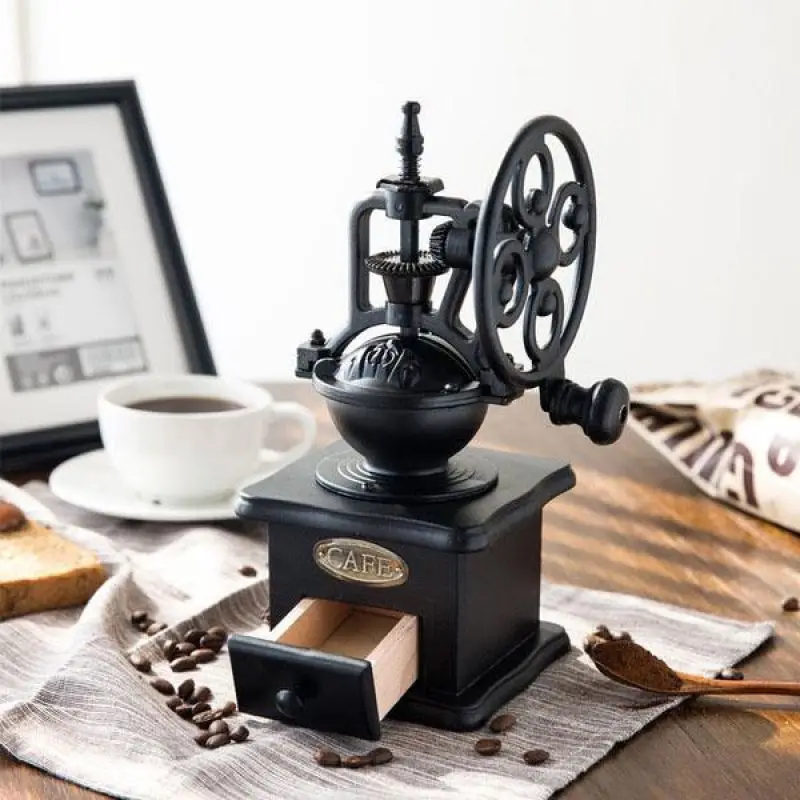 

Manual Coffee Grinder Machine Vintage Style Wooden Coffee Bean Mill Grinder Roller Hand Coffee Grain Crank Mill Great Gift