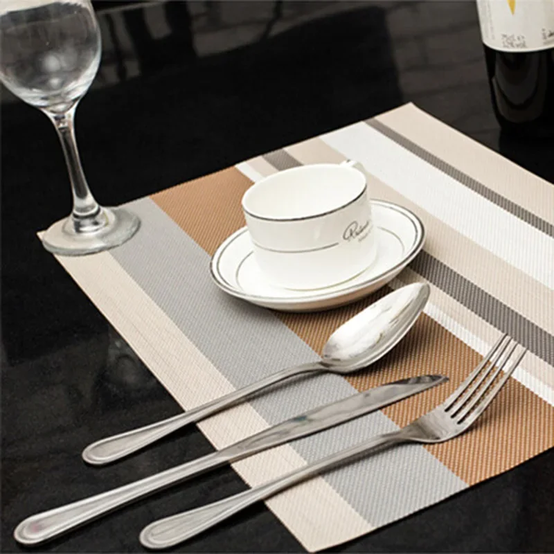 1PCS PVC Non Slip Pad Kitchen Accessories Stripe Pat Dining Table Mats Oil Proof Table Placemat Heat Insulation Waterproof