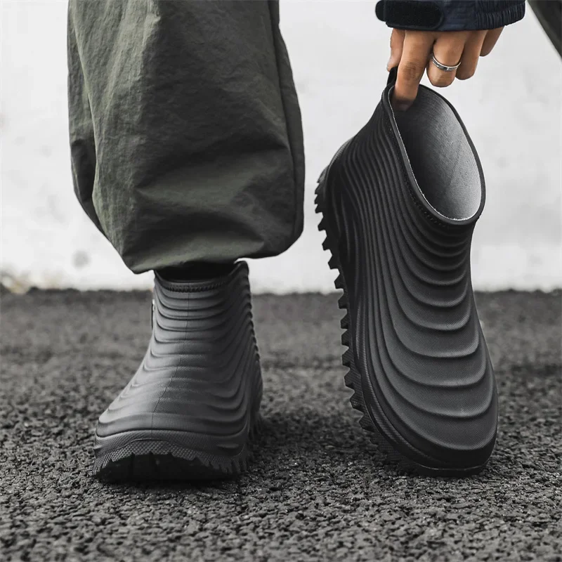 Low-Top Men's Rain Boots Waterproof Slip-Resistant Trendy Short Waterproof PVC S