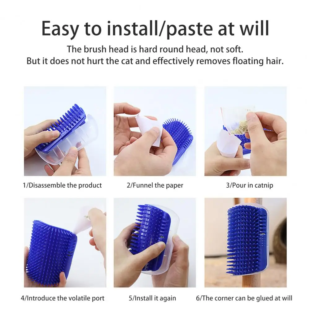 

Cat Corner Scratcher Cat Self Groomer with Wall Corner Scratcher for Indoor Cats Face Brush Massager Tool for Long Short Fur
