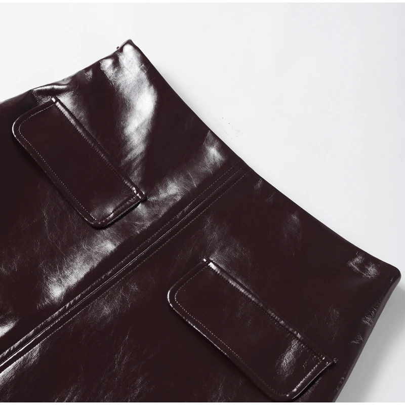 Sexy PU Leather Jacket Mini Skirts Set