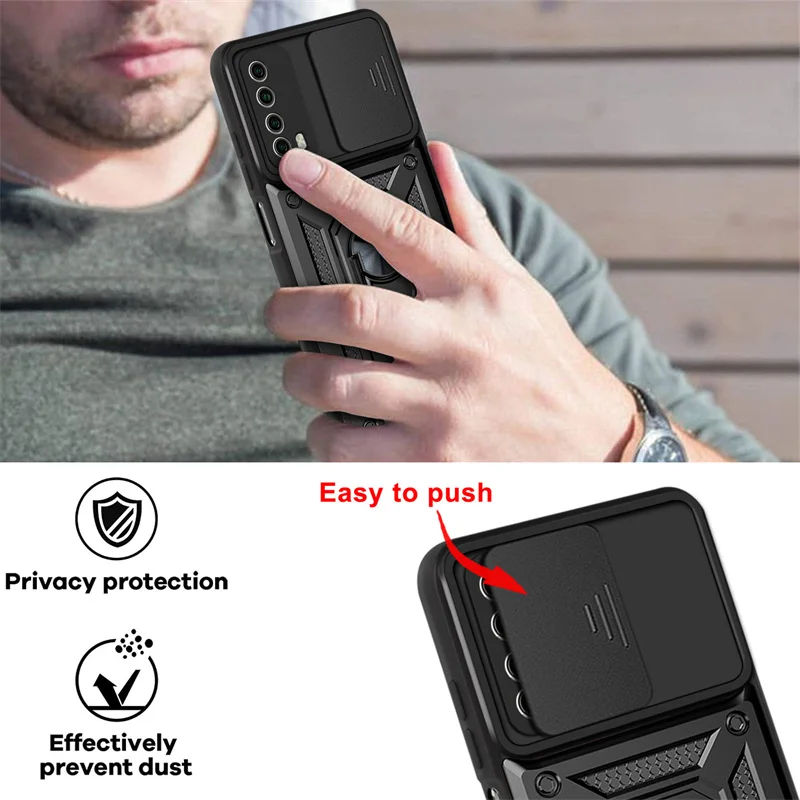 For Huawei P Smart 2021 Case Kickstand Armor Magnetic Car Holder Phone Cases For Huawei PSmart 2021 PPA-LX2 Ring Back Cover
