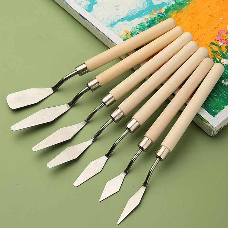 

Stainless Steel Oil Painting Knives Artist Crafts Spatula Palette Knife Oil Painting Mixing Knife Scraper Art Drawing Supplies