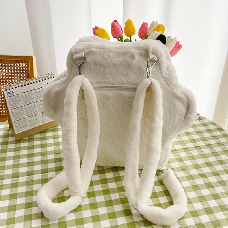 Kawaii White Cat Paw Plush Backpack Adjustable Straps Funny Big Capacity Soft Stuffed Animals Crossboyd Bags for Girls Women