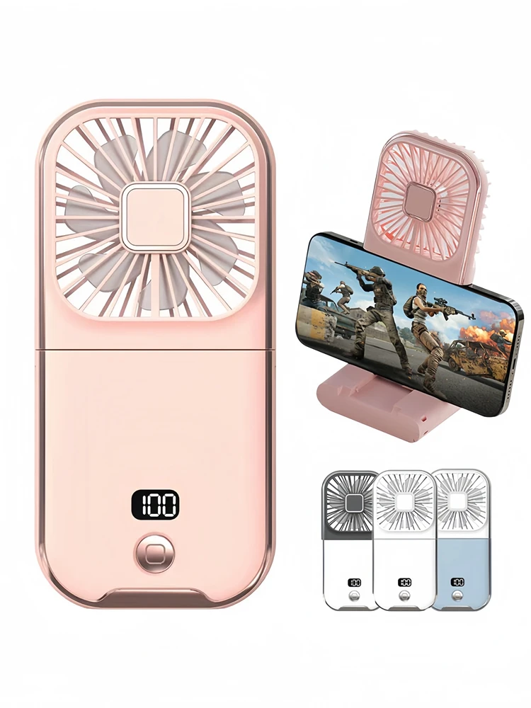 

Mini Portable Hand Fan Outdoor Hanging Neck Fan USB Charging 3000mAh Battery Powered 180° Folding Wireless Table Air Cooling Fan