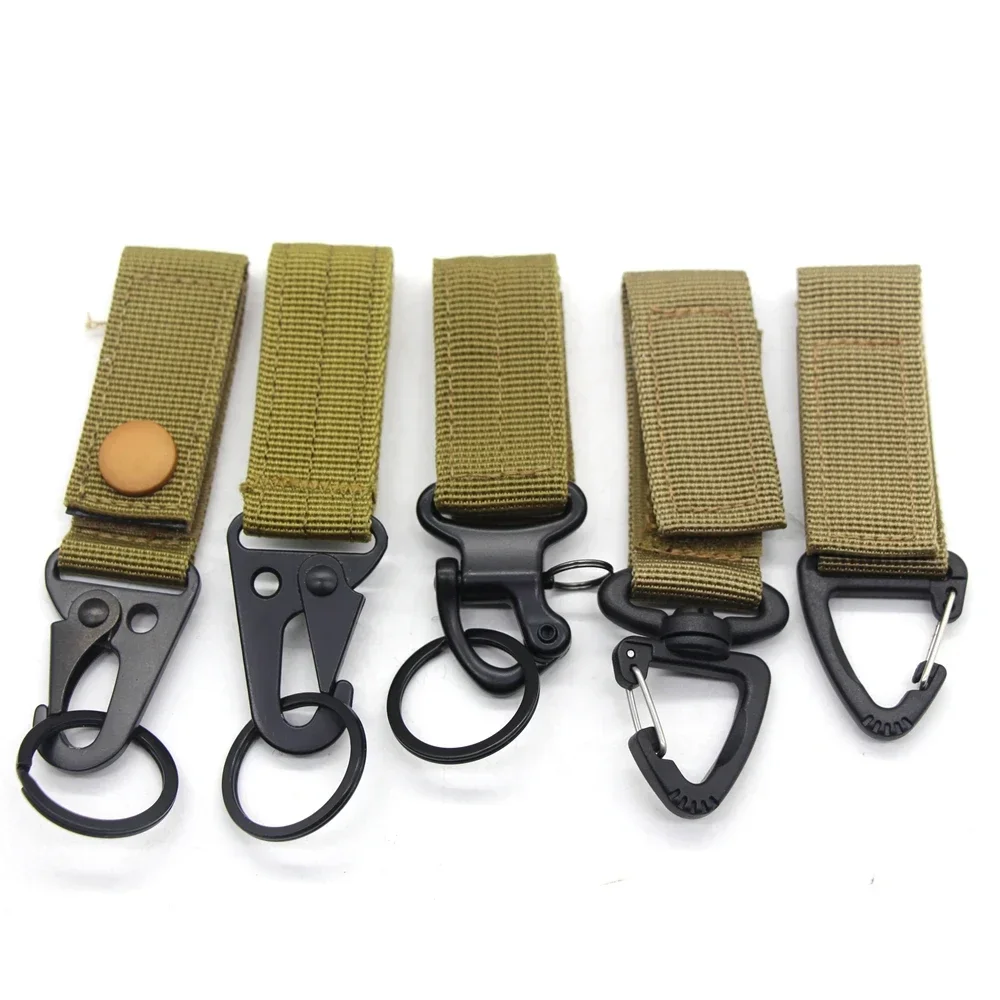 2 pieces/set Tactical Molle Keyring Gear Keychain Nylon Belt Molle Webbing Keychain Belt Bags Backpack Camping Hunting