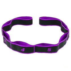 High Elasticity Yoga Stretch Resistance Bands - Multi - Segment Stretching and Fitness Belt (Purple)