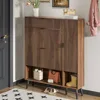 Shoe Storage Cabinet with 2 Flip Drawers Narrow Shoe Cabinet with Doors Freestanding Shoe Organizer Cabinet with Adjustable Shel 1