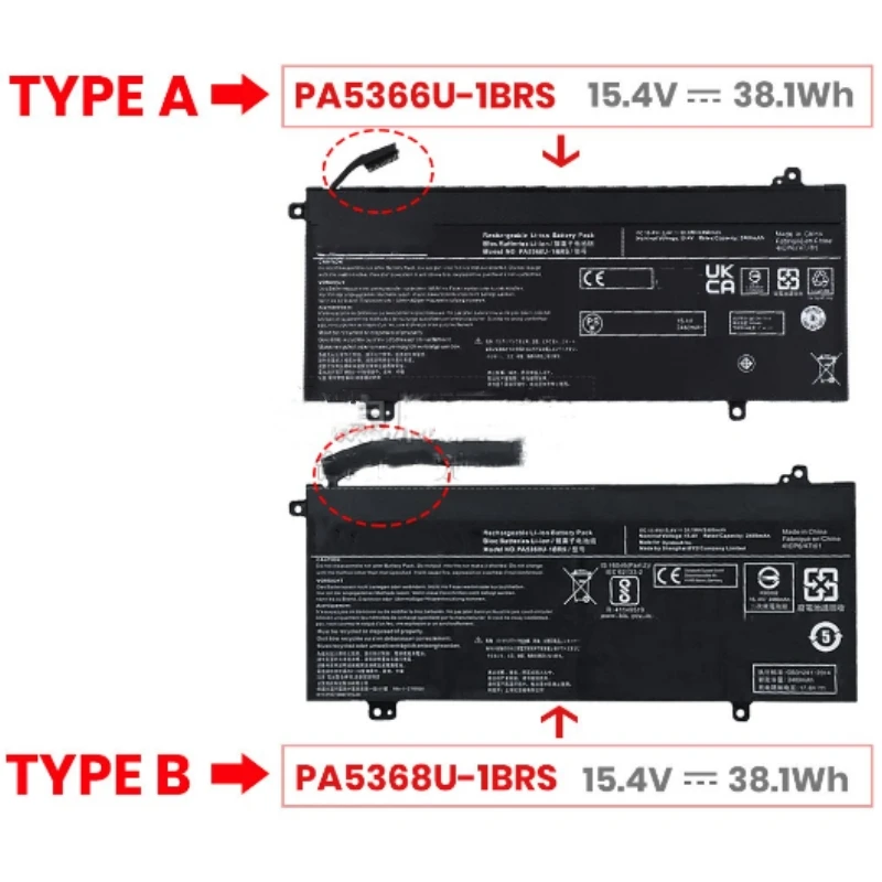 PA5366U-1BRS Laptop Battery 15.4V 38.1Wh For Toshiba
