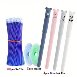Animal-Themed Erasable Gel Pen Set - 26 Pieces, 0.5mm Fine Point, Washable Handles (Blue set)