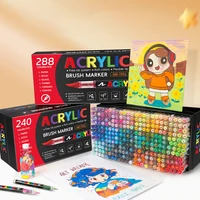 240/288 цветов Художественные маркеры Мягкая кисть Наконечник ручки Акриловые маркеры для рисования Рисунок DIY Камень Камень Дерево Художественные школьные канцелярские принадлежности.