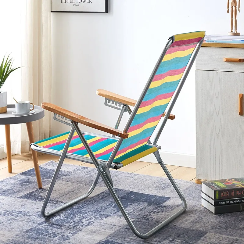 캠핑의자 Rainbow Striped Folding Recliner Outdoor Adult Home