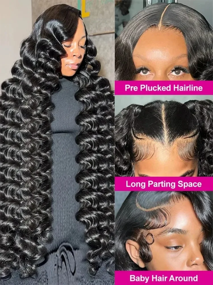 200 Density Loose Wave 13x6 Lace Front Human Hair Wig 30 40Inch Loose Deep Wave 13x4 HD Lace Frontal Wig Curly Wigs For Women