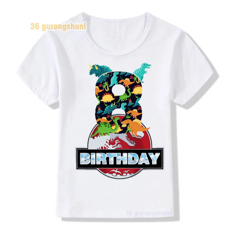 t shirt boys t shirts Happy birthday 2 3 4 5 years kids tshirt cartoon dinosaur t-shirts tops for girls shirts children clothes t-shirt for kid girl	