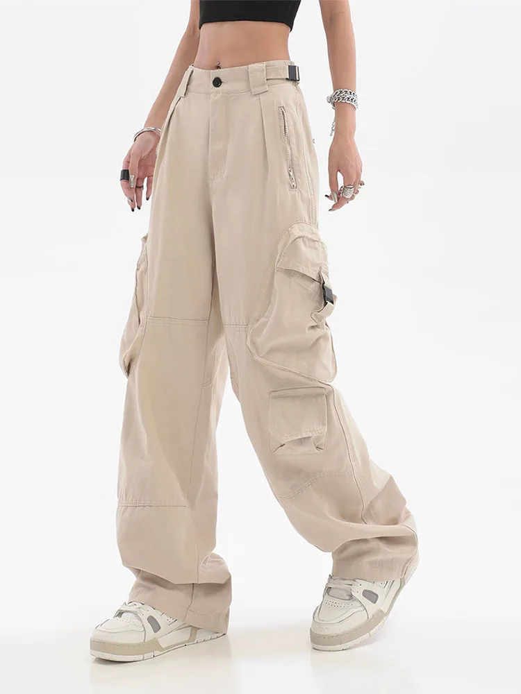 

Vintage Cargo Pants Baggy Women Fashion Sweatpants Streetwear Y2k Hip Hop Pockets Wide Leg High Waist Straight Trousers Autumn