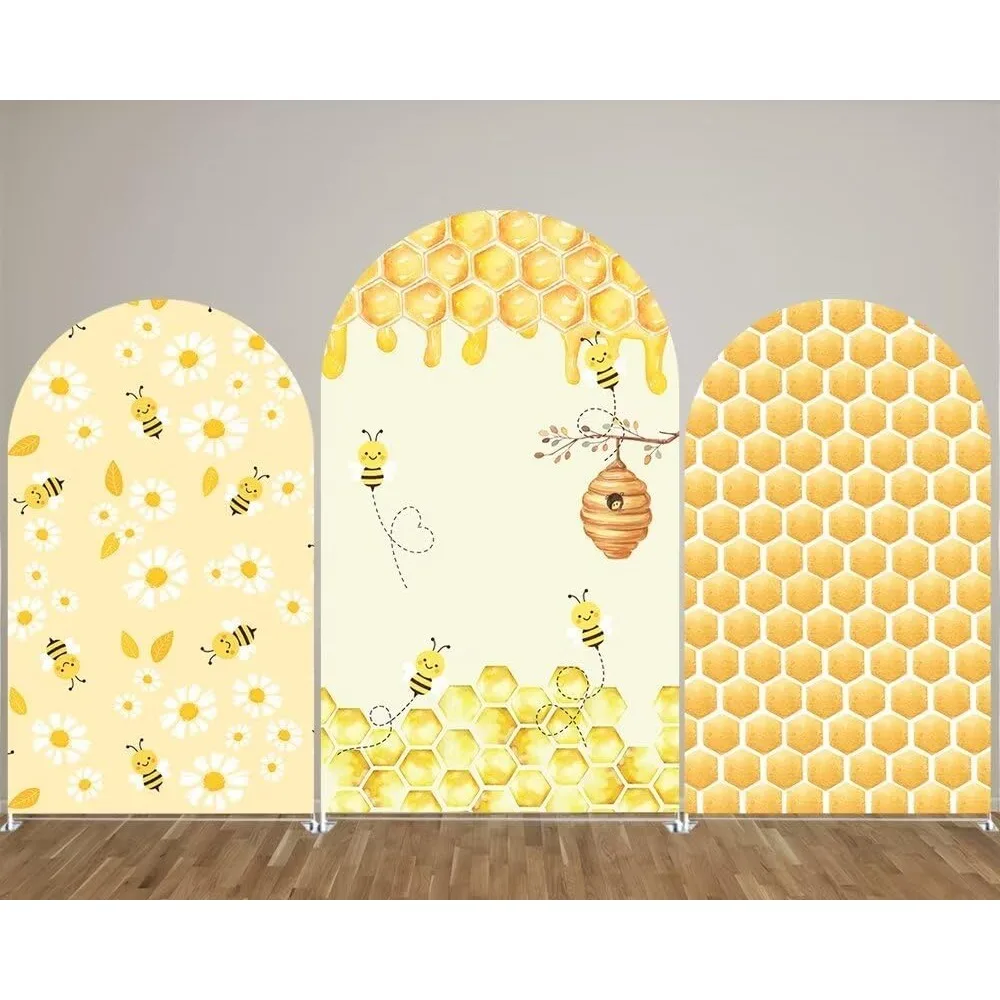 Bezauberndes Bienen-Design Gewölbter Stoff-Hintergrund Waben-Thema für Veranstaltungsdekorationen – Detail 1