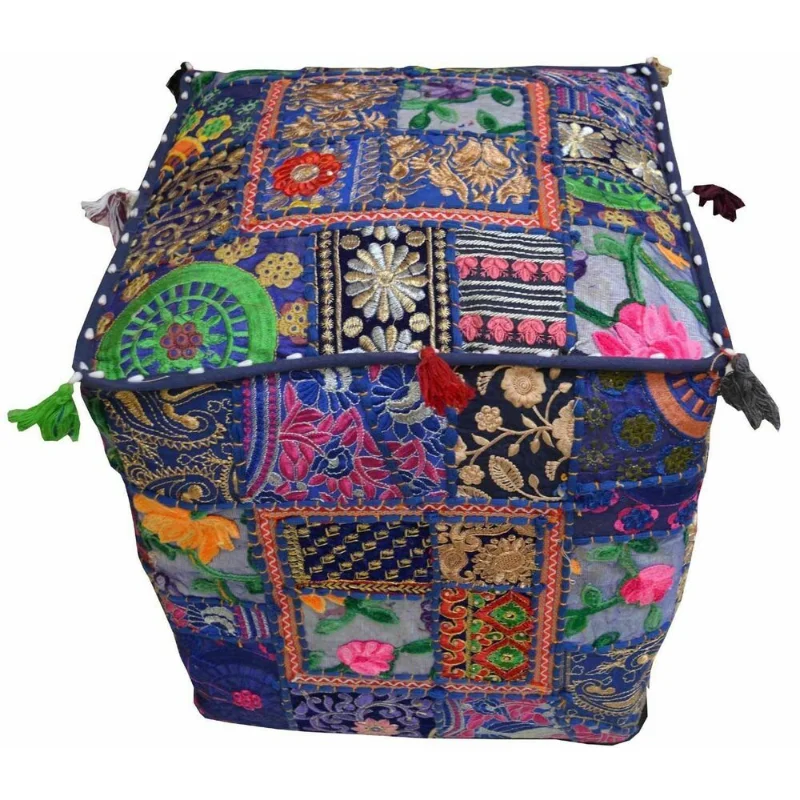 

Square Cover with Indian Retro Pouf Ottoman Mandala Feet Stool Cover Decorated with European and American Fashion Trends