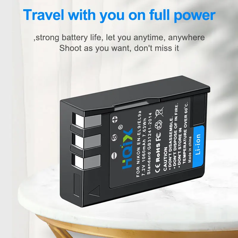 Caricabatterie Doppio USB Per Nikon EN-EL9 - Compatibile D40, D40x, D60, D3000, D5000 Con Cavo Micro USB - 3