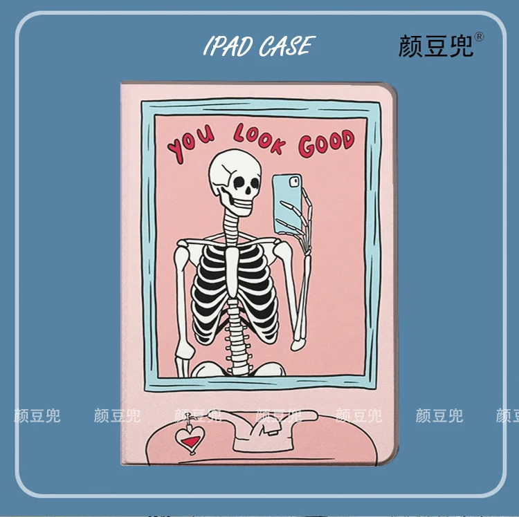 

Funny Skull iPad Case with pencil holder iPad Case for iPad Pro 12.9 11 iPad Air 7 8 9 Generation Soft Back Cover For iPad 10.2