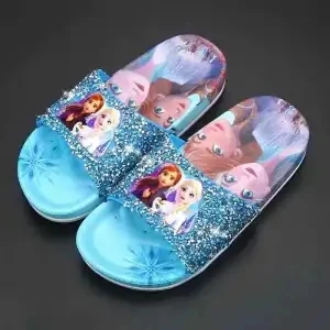 children's shoes for adults Summer Frozen Anna Elsa Girls' Shoes Lovely Cartoon Princess Flat Shoes Children's Beach Home Shoes Sequin Slippers children's sandals near me Children's Shoes