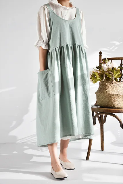 Pinafore Cotton Linen Gardening Coffee Shop Kitchen Aprons Cooking Baking Cleaning Restaurant Stylish Design Florist