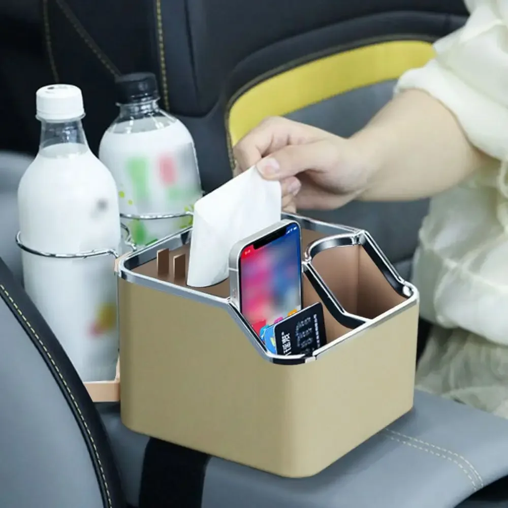 Foldable Car Armrest Storage Box with Cup Holder Phone Stand Waterproof Tissue Case Detachable Large Capacity
