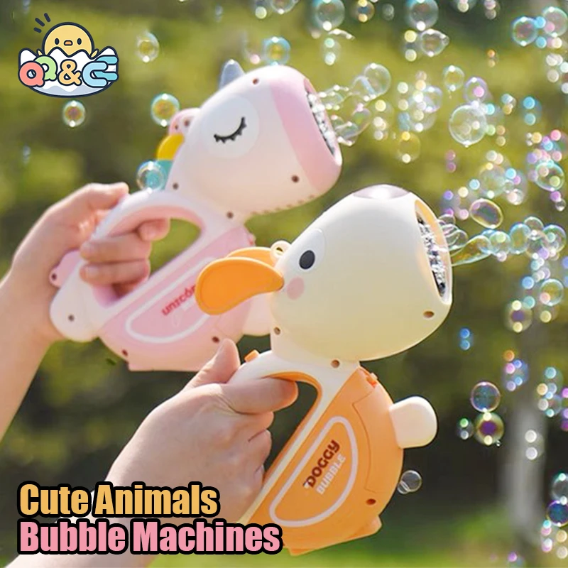 

Automatic Animal Bubble Machines Handheld Electric Soap Blower Pomperos Gun LED Light Outdoor Toys for Kids Children's Day Gifts