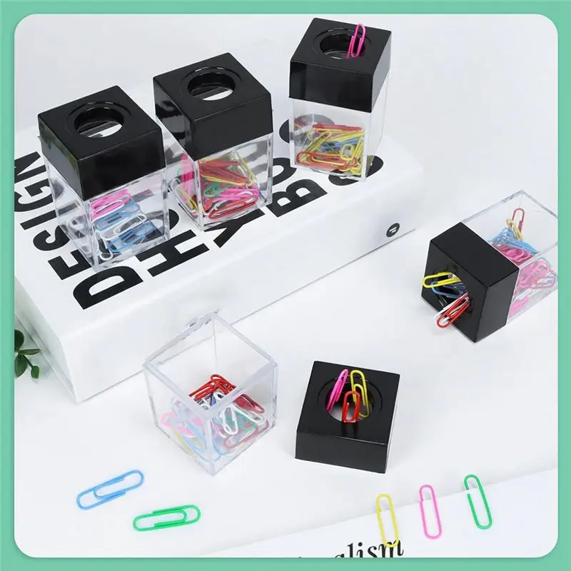 6팩 자석 종이 클립 홀더 블랙 종이 클립 홀더 데스크용 종이 클립-POS