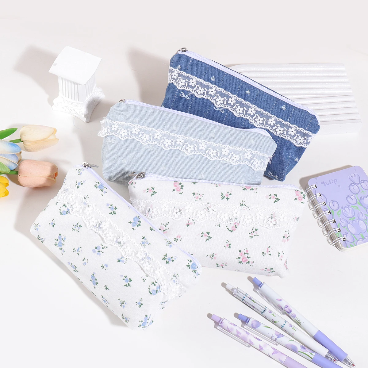 1 astuccio con bordi in pizzo, articoli di cancelleria per studenti, articoli scolastici portatili, articoli essenziali per il ritorno a scuola, un regalo per un amico - immagine 6