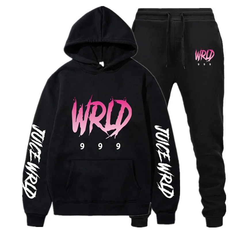 

Men Sets Hoodies+Pants Sportswear Juice WRLD Print Fleece Pullover Joggers Sweatpants Autumn Winter Harajuku Casual Tracksuit
