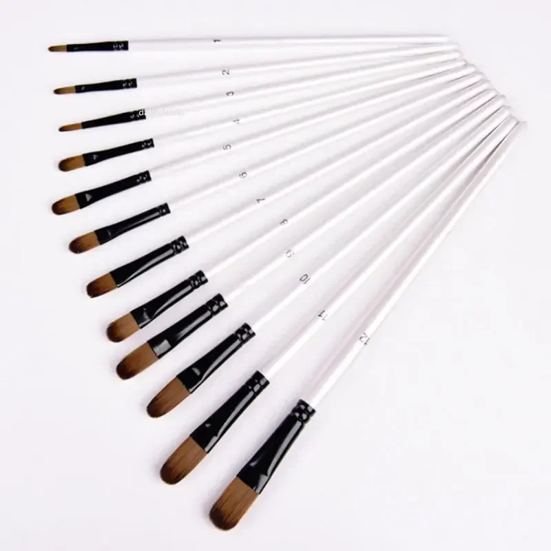 12pcs Artist Watercolor Painting Brushes Paint Brush For Nylon Paint Brushes Oil Acrylic Flat&tip Kit Pen Art Supplies 5