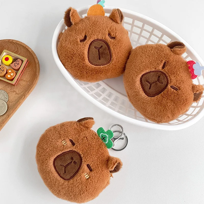 Cute Plush Capybara Coin Purse Fashion Kawaii Zipper Wallet Lipstick Bag Small Cartoon Bags Pendant Earphone Bag Gift for Girls