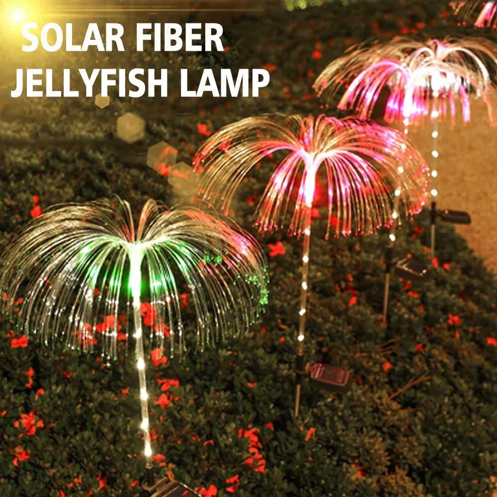 Solar Garden Lights Outdoor Waterproof Fiber Optic Jellyfish Lawn Lights Outdoor Patio Villa Yard Decor 3