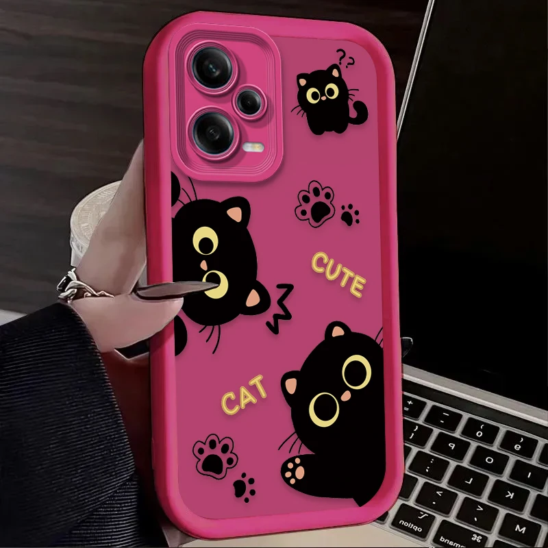 Adorable Cartoon Black Cat Phone Case