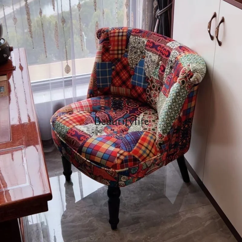 

Retro Single Sofa Surface Fabric Fashion Small Apartment Study and Bedroom Computer Chair