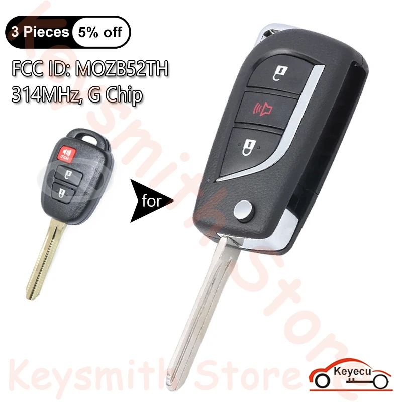 Modified Upgraded Flip Key Shell Case Replacement For Toyota RAV4 Camry For Scion TOY43,JUST A Key CASE (Upgraded 4 Buttons) In | Whizz Key Shells