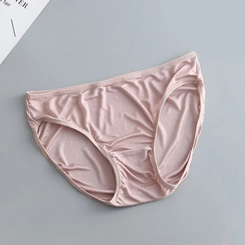 Mutandine da donna in seta di gelso naturale al 100% slip in pizzo a vita media biancheria intima solida traspirante confortevole Lingerie senza cuciture femminile 1