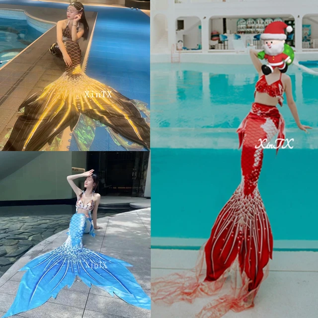 Adult Big Mermaid Tail Skin Dress for Men Women Mermaid Course Dress Set  Aquarium Show Diving Swimming Suit - AliExpress