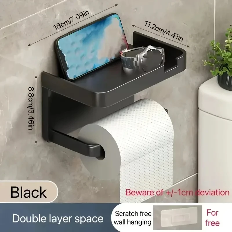 Toilet Paper Rack Toilet Paper Holder Toilet Roll Holder Easy-Install Toilet Paper Holder-Wall-Mounted, No-Punch, Roll Organizer-Bathroom Storage Accessory
