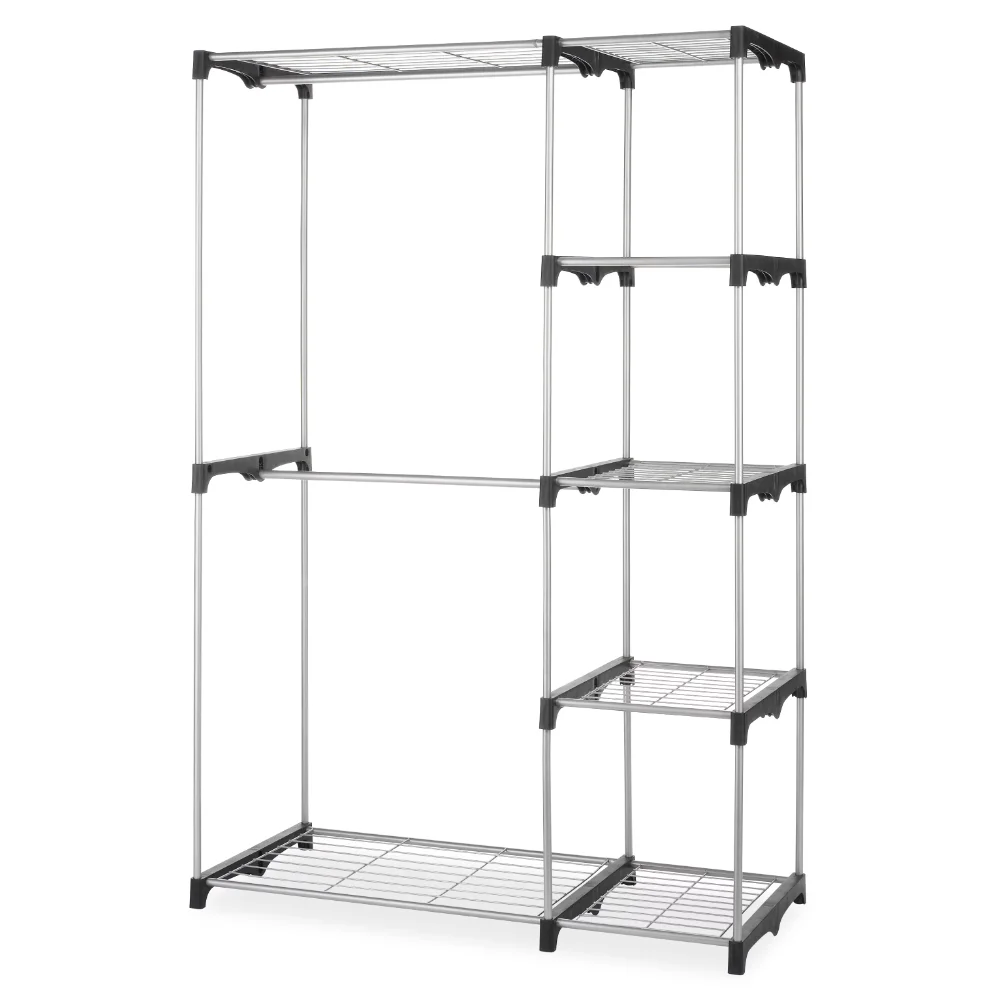 

Organizer Furniture Double Rod Closet System Metal With Resin Connectors Organization Storage Shelves for Wall Room Towel Holder