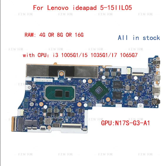 

For Lenovo ideapad 5-15IIL05 laptop motherboard GS557, GS558 NM-C681 with CPU: I3 I5 I7 RAM 4G / 8G / 16G 100% test work Send