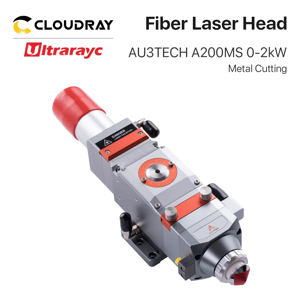 Cloudray AU3TECH Faser Laser Schneiden Kopf A200MS mit D30 Objektiv Gruppe Design Max Power 2kW für Metall Schneiden Faser Maschine