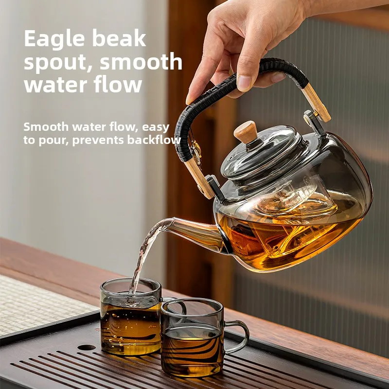 New 2024 Glass Tea Kettle High Temperature Resistant Stove Top  Cerc Range Cooker Tea Brewing Health Care Utensils