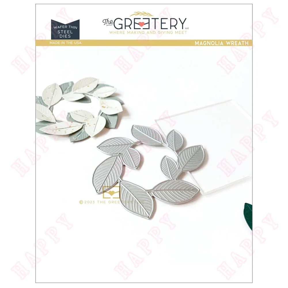 

New Magnolia Wreath Die Metal Cutting Dies Mold Craft Decoration Embossing Template DIY Greeting Card Handmade Greeting Cards