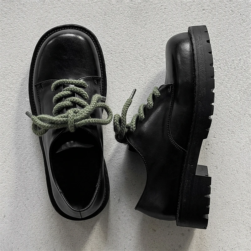 Men's Leather Casual Shoes Thick Soled Fashion Designer Style_voghion.com