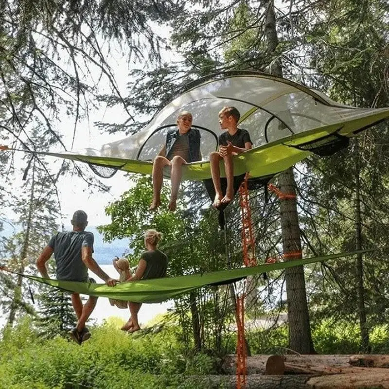 Camping Hammock Portable Outdoor Triangle Tent Hammocks Aerial Multi-Person Hammock Equipment Net For travel picnic parties 2