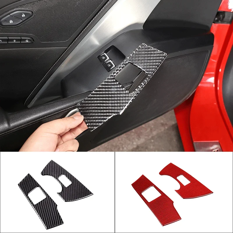 

For 2014-2019 Chevrolet Corvette C7 Soft Carbon Fiber Car Styling Car Window Lift Switch Frame Sticker Car Interior Accessories