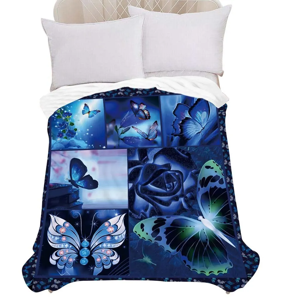 

Flannel Fleece Throw Blanket Purple Insect for Sofa Couch Bed Living Room Queen Size Lightweight for Kids Boys Girls