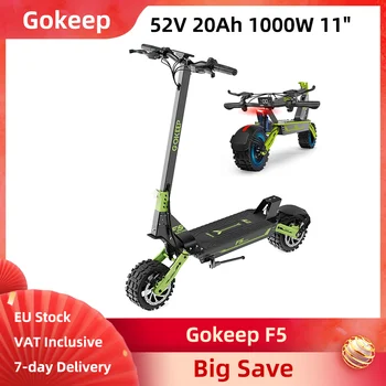 Monopattino Elettrico Gokeep F5 1000W 52V 20Ah 11" Fuoristrada per Pendolarismo Urbano Pieghevole con Doppia Sospensione Idraulica 70-80km 55km/h